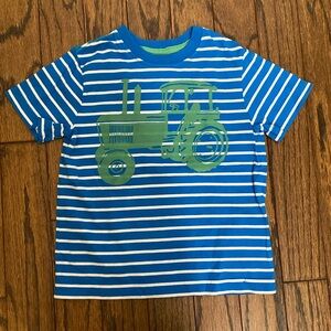 Hanna Andersson Blue and Green Striped Tractor Tee